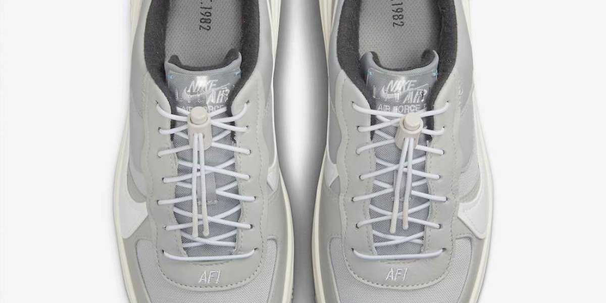 2022 New Nike Air Force 1 PLT.AF.ORM Grey White DZ4985-097 shoelace design is a bit interesting!